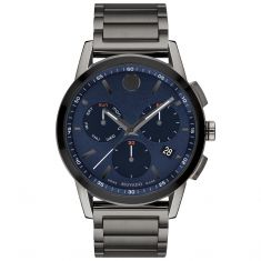Movado Museum Sport Chronograph Blue Dial Grey and Black PVD Watch | 43mm | 0607624