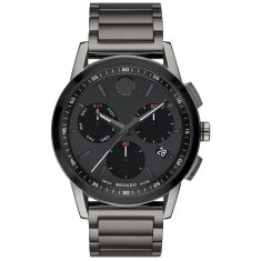 Men's Movado Museum Sport Chronograph Grey PVD-Finished Bracelet Watch | 43mm | 0607558