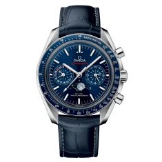 OMEGA Speedmaster Moonphase Co-Axial Master Chronometer Chronograph Blue Dial Leather Strap Watch | 44.25mm | O30433445203001