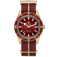 Men's Rado Captain Cook Automatic Bronze Red NATO Strap Watch R32504407