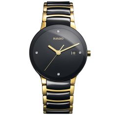 Men's Rado Centrix Diamonds Black Ceramic and Gold-Tone Watch R30929712