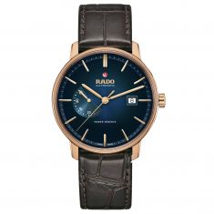 Men's Rado Coupole Classic Automatic Power Reserve Brown Leather Strap Watch | R22879215