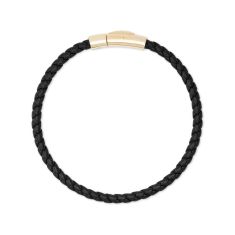 Men's Scott Bros. by Kendra Scott Evans Corded Bracelet in Black Leather, Gold-Vermeil