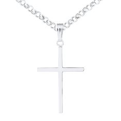 Men's Shadow Cross Sterling Silver Pendant Necklace