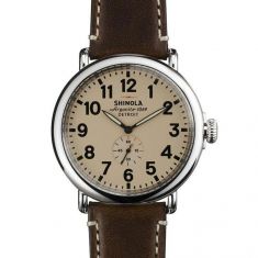 Men's Shinola The Runwell Cream Dial Brown Leather Strap 47mm Watch S0110000039