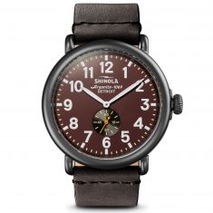 Men's Shinola The Runwell Rustic Red Dial Black Leather Strap Watch S0120223881
