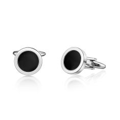 Men's Stainless Steel and Black Resin Cufflinks