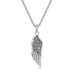 Men's Stainless Steel Angel Wing Pendant Necklace
