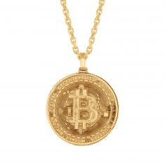 Men's Sterling Silver Bitcoin Pendant Necklace | 22 Inches