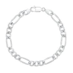 Men's Sterling Silver Figaro Chain Bracelet 7mm, 8.5 inches