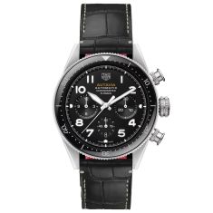 Men's TAG Heuer AUTAVIA Chronometer Flyback Black Dial Black Leather Strap Watch | 42mm | CBE511A.FC8279