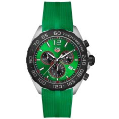 TAG Heuer FORMULA 1 Quartz Chronograph Green Rubber Strap Watch 43mm - CAZ101AP.FT8056