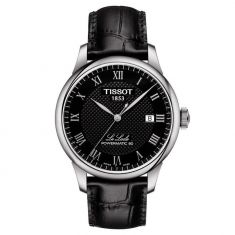 Men's Tissot Le Locle Powermatic 80 Black Leather Strap Watch T0064071605300