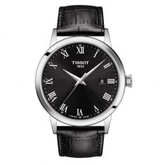 image of Men's Tissot T-Classic Dream Black Leather Strap Watch T1294101605300 with sku:20197794
