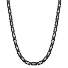 Men's Tri-Tone Stainless Chain 6mm Fancy Link Chain Necklace