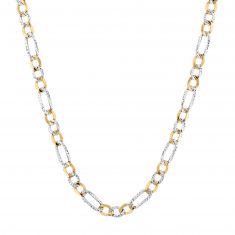Men's Two-Tone Diamond-Cut Pav Figaro Chain Necklace 7mm, 22 Inches