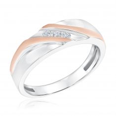 1/10ctw Diamond Two-Tone Diagonal Row Band | Men's