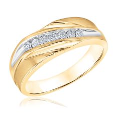 1/2ctw Seven Diamond Yellow Gold Ring | Men's