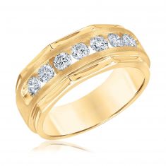 1ctw Diamond Channel Set Yellow Gold Diamond Ring | Men's