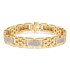 Men's Yellow Gold Diamond Link Bracelet 3/4ctw