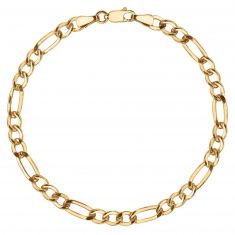 Yellow Gold Hollow Figaro Chain Bracelet | 4.8mm | 8 Inches