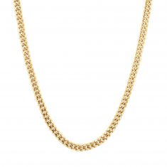 Men's Yellow Gold Semi-Solid Miami Cuban Chain Necklace 6mm, 24 Inches