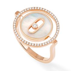 Messika Lucky Move PM White Mother of Pearl and 1/5ctw Diamond Rose Gold Ring | Size 7