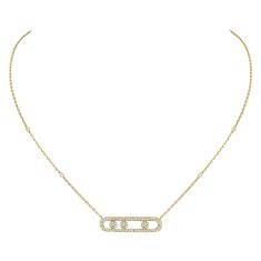 Messika Move 5/8ctw Diamond Pave Yellow Gold Pendant Necklace