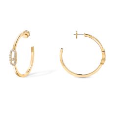 Messika Move Uno 1/4ctw Diamond Small Yellow Gold Hoop Earrings