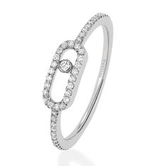 Messika Move Uno 1/6ctw Diamond Pave White Gold Ring | Size 7