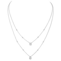 Messika My Twin 2 Rows 3/4ctw Diamond White Gold Layered Necklace