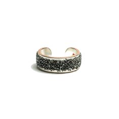 Metal Alchemist Black Crystal Silver Bonded Ring