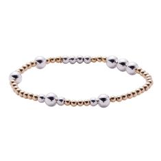 Metal Alchemist Precious Metal Assorted Beads Stretch Sterling Silver and Gold-Filled Bracelet