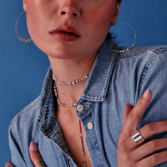 Metal Alchemist Precious Metals Oval Beaded Sterling Silver Hoop Earrings