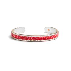 Metal Alchemist Red Crystal Silver Bonded Cuff Bracelet
