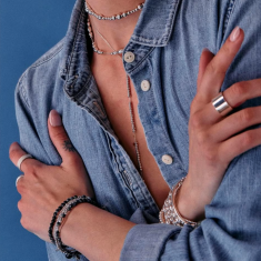 Metal Alchemist Sterling Silver Oval Bead Lasso Chain Necklace