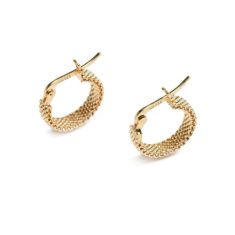 Metal Alchemist Woven Armor 15mm Gold-Filled Hoop Earrings