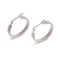 Metal Alchemist Woven Armor 23mm Sterling Silver Hoop Earrings