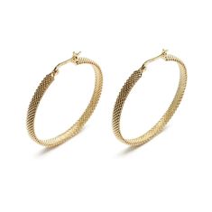 Metal Alchemist Woven Armor 38mm Gold-Filled Hoop Earrings