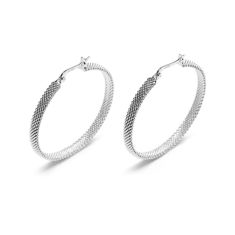 Metal Alchemist Woven Armor 38mm Sterling Silver Hoop Earrings