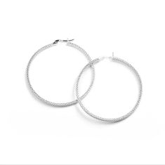 Metal Alchemist Woven Armor 45mm Sterling Silver Hoop Earrings