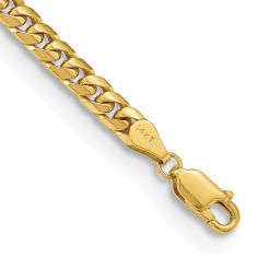 Miami Cuban 14k Yellow Gold Chain Bracelet 4.3mm