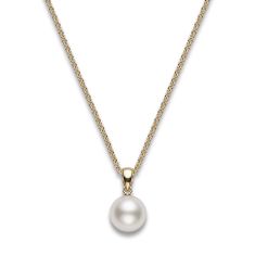 MIKIMOTO 10-11mm White South Sea Pearl Yellow Gold Pendant Necklace