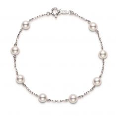 MIKIMOTO 6mm Akoya Cultured Pearl Station Bracelet in White Gold