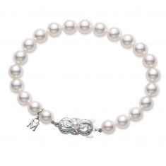 MIKIMOTO 7.5x7mm Akoya Cultured Pearl White Gold Clasp Strand Bracelet