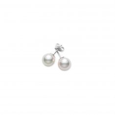 MIKIMOTO 8-8.25mm A+ Akoya Cultured Pearl White Gold Stud Earrings