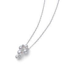 MIKIMOTO Akoya Cultured Pearl and Diamond Bubbles Pendant Necklace 1/20ctw