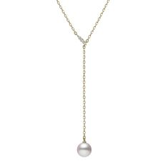 MIKIMOTO Akoya Cultured Pearl and Diamond Lariat Drop Necklace in Yellow Gold