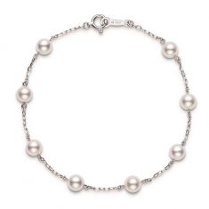 MIKIMOTO Akoya Cultured Pearl Station Bracelet in White Gold