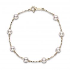MIKIMOTO Akoya Cultured Pearl Station Bracelet in Yellow Gold